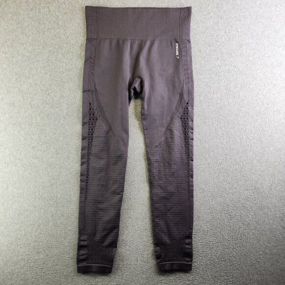 Gymshark Leggings Womens Large Gray Wicking Breathable Ribbed Perforated - Picture 1 of 14